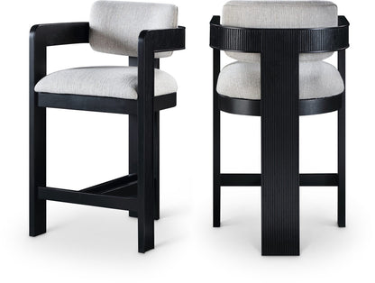 Sacha Linen Textured Fabric Upholstered Counter Stool