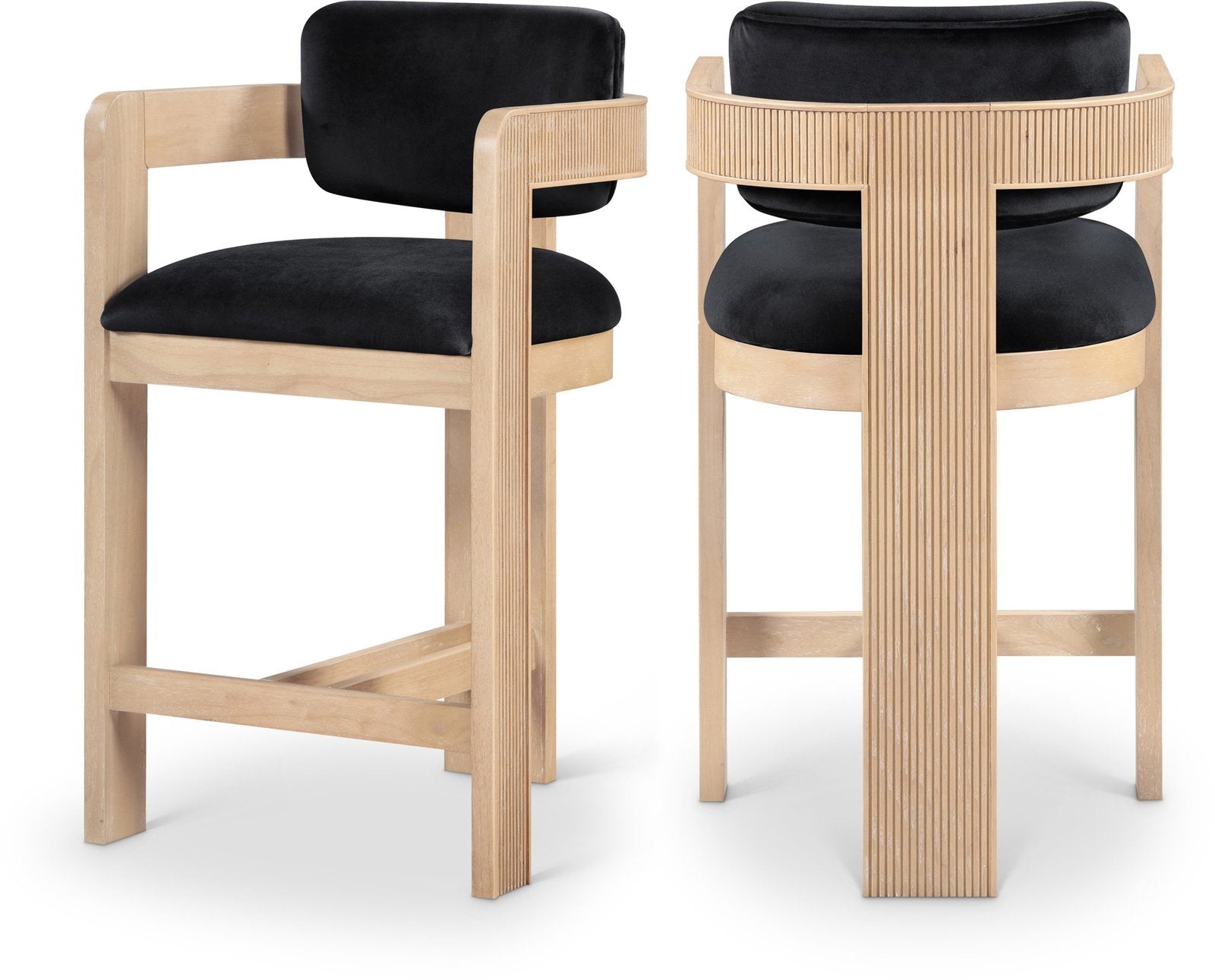 Sacha Velvet Upholstered Counter Stool - Black