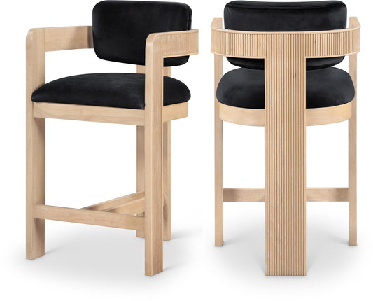 Sacha Velvet Upholstered Counter Stool - Black