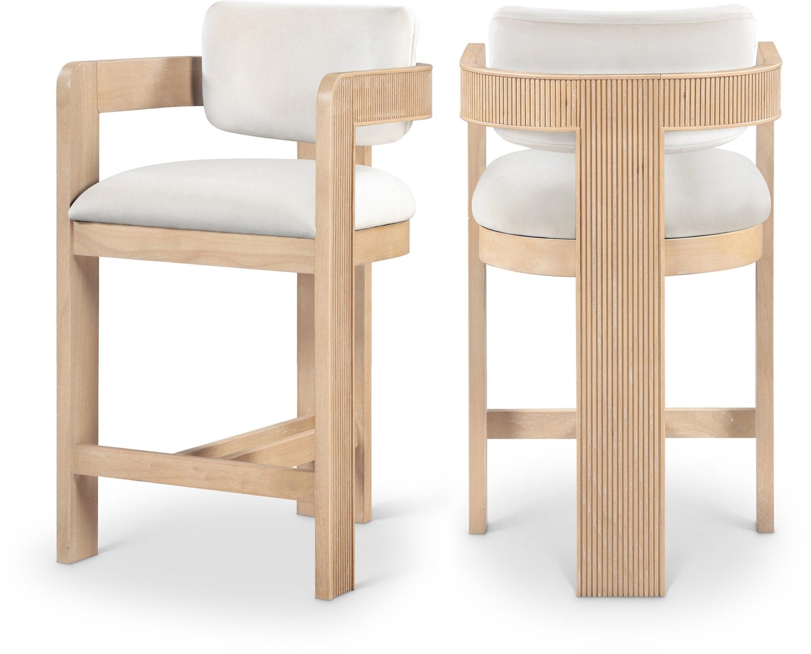 Sacha Velvet Upholstered Counter Stool - Cream