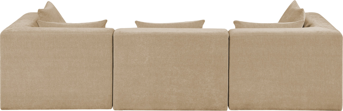 Stellar 114" Chenille Fabric Upholstered 3pc. Modular Sofa