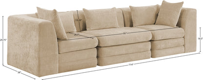 Stellar 114" Chenille Fabric Upholstered 3pc. Modular Sofa