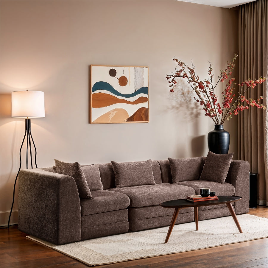 Stellar 114" Chenille Fabric Upholstered 3pc. Modular Sofa