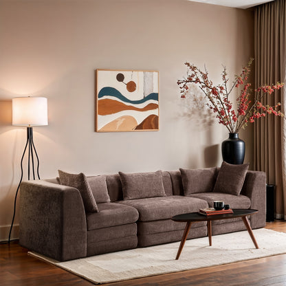 Stellar 114" Chenille Fabric Upholstered 3pc. Modular Sofa
