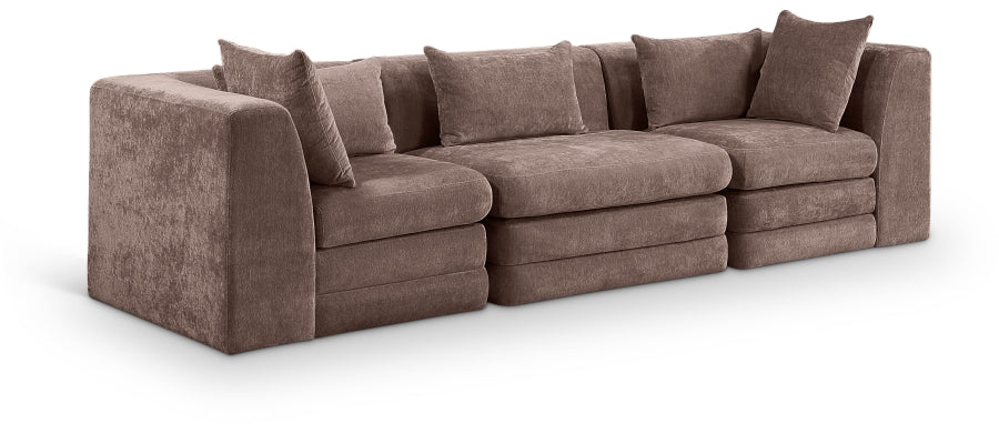 Stellar 114" Chenille Fabric Upholstered 3pc. Modular Sofa