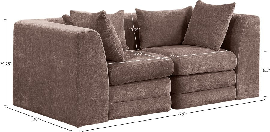 Stellar 76" Chenille Fabric Upholstered 2pc. Modular Loveseat