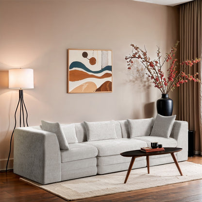 Stellar 114" Chenille Fabric Upholstered 3pc. Modular Sofa