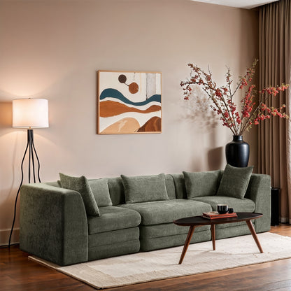 Stellar 114" Chenille Fabric Upholstered 3pc. Modular Sofa