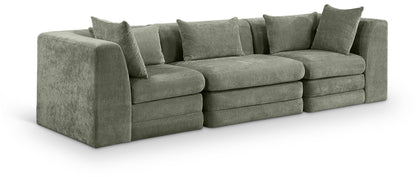 Stellar 114" Chenille Fabric Upholstered 3pc. Modular Sofa