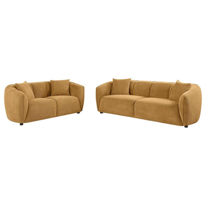 ALEISHA 2-PIECE FABRIC UPHOLSTERED SOFA SET MUSTARD YELLOW