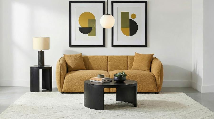 Aleisha Fabric Upholstered Sofa Mustard Yellow