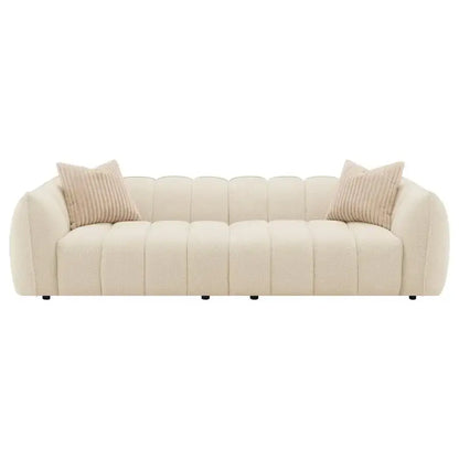 Winchester Boucle Upholstered Extra Long Sofa Sand Pebble