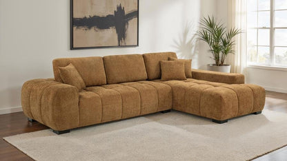 flavia Upholstered Sectional Chaise Sofa Amber
