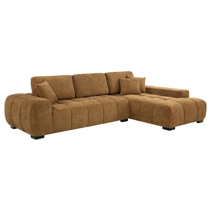 flavia Upholstered Sectional Chaise Sofa Amber