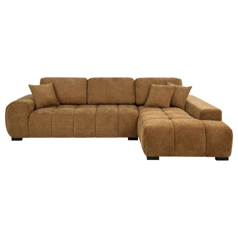 flavia Upholstered Sectional Chaise Sofa Amber