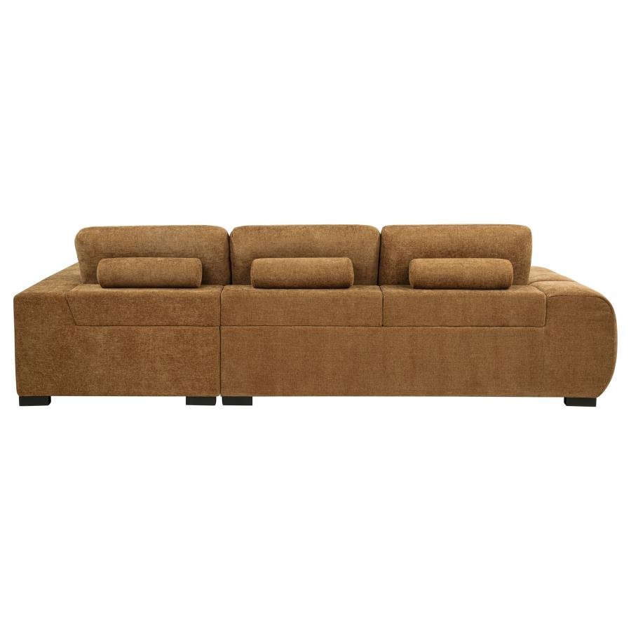 flavia Upholstered Sectional Chaise Sofa Amber