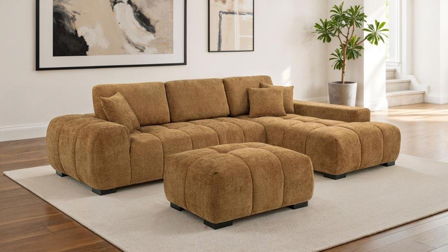 flavia Upholstered Sectional Chaise Sofa Amber