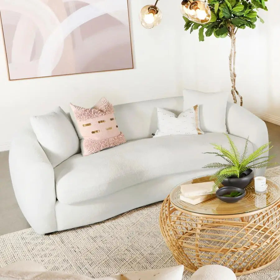 Isabel Faux Sheepskin Upholstered Sofa Natural