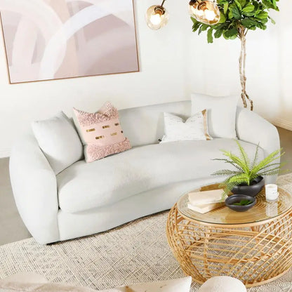 Isabel Faux Sheepskin Upholstered Sofa Natural
