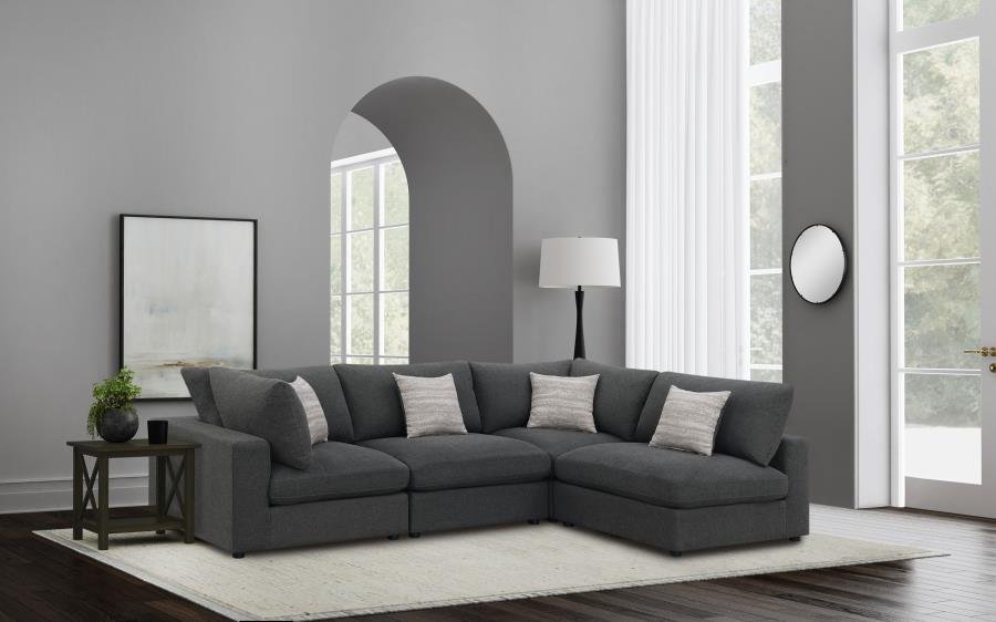 Serena 4-piece Upholstered Modular Sectional Sofa Charcoal