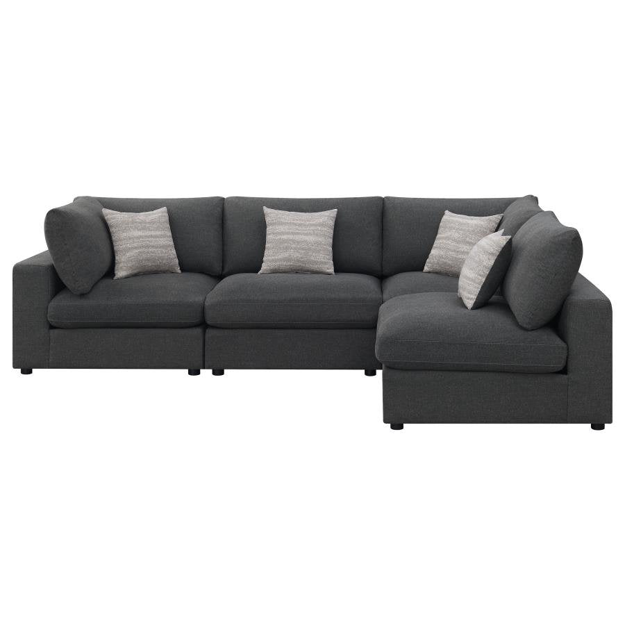 Serena 4-piece Upholstered Modular Sectional Sofa Charcoal