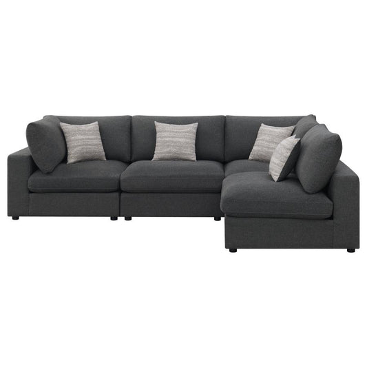 Serena 4-piece Upholstered Modular Sectional Sofa Charcoal