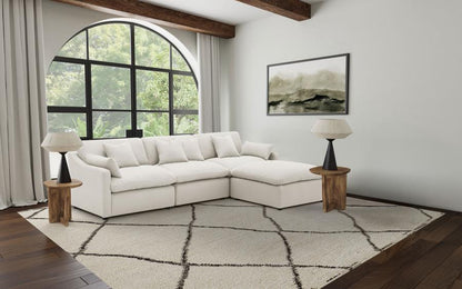 Hobson 4-Piece Upholstered Modular Sectional Sofa Ivory