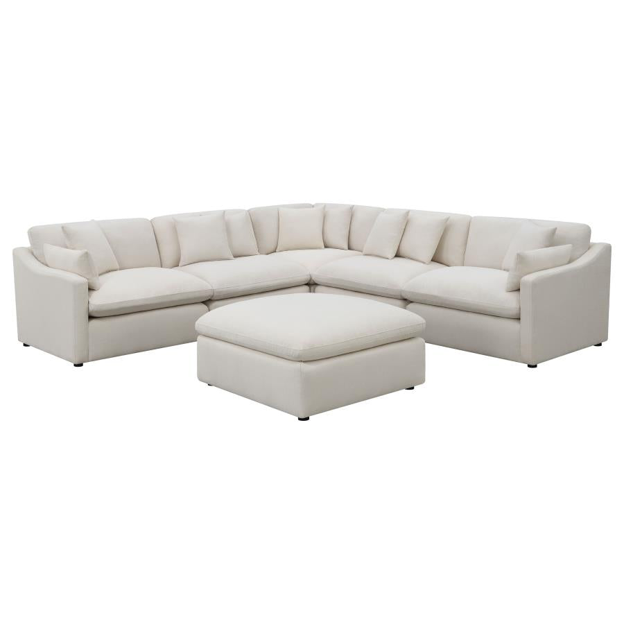 Hobson 6-Piece Upholstered Modular Sectional Sofa Ivory