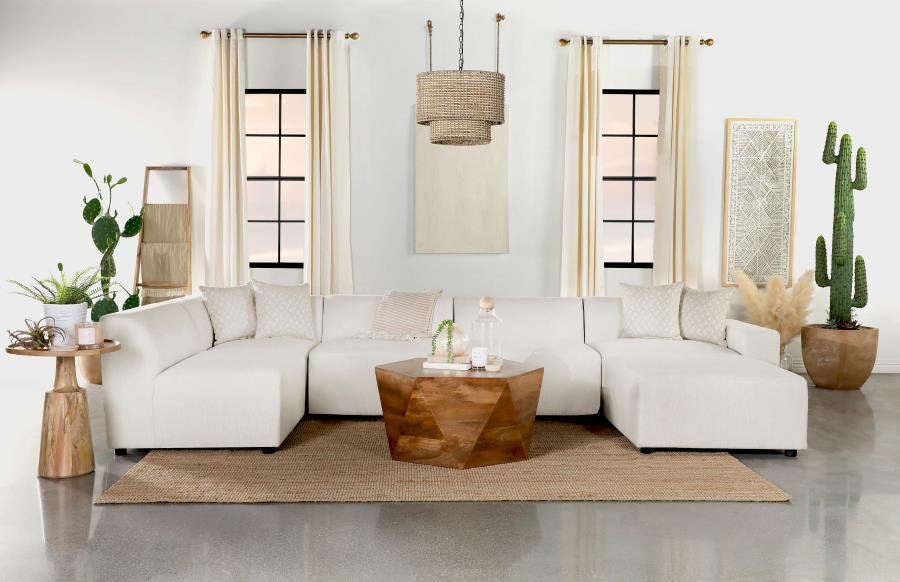 Freddie 6-piece Upholstered Modular Sectional Sofa Pearl