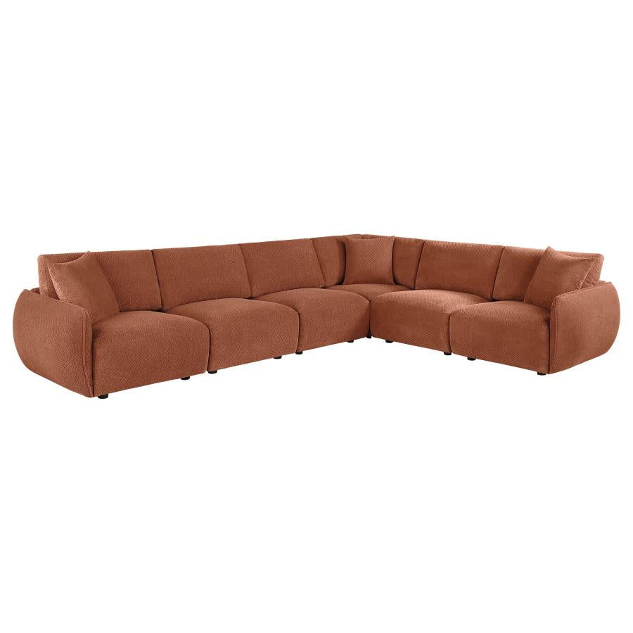 Elysia 6-Piece Chenille Upholstered Modular Sectional Sofa Coral