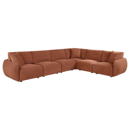 Elysia 6-Piece Chenille Upholstered Modular Sectional Sofa Coral