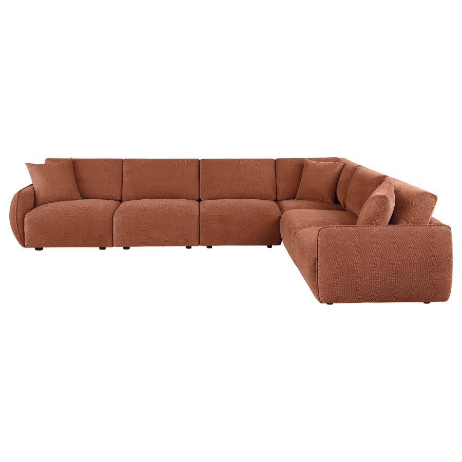 Elysia 6-Piece Chenille Upholstered Modular Sectional Sofa Coral