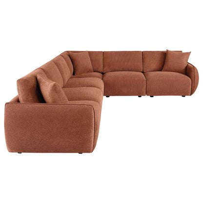 Elysia 6-Piece Chenille Upholstered Modular Sectional Sofa Coral