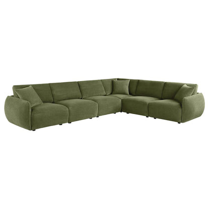 Elysia 6-piece Fabric Upholstered Modular Sectional Sofa Green