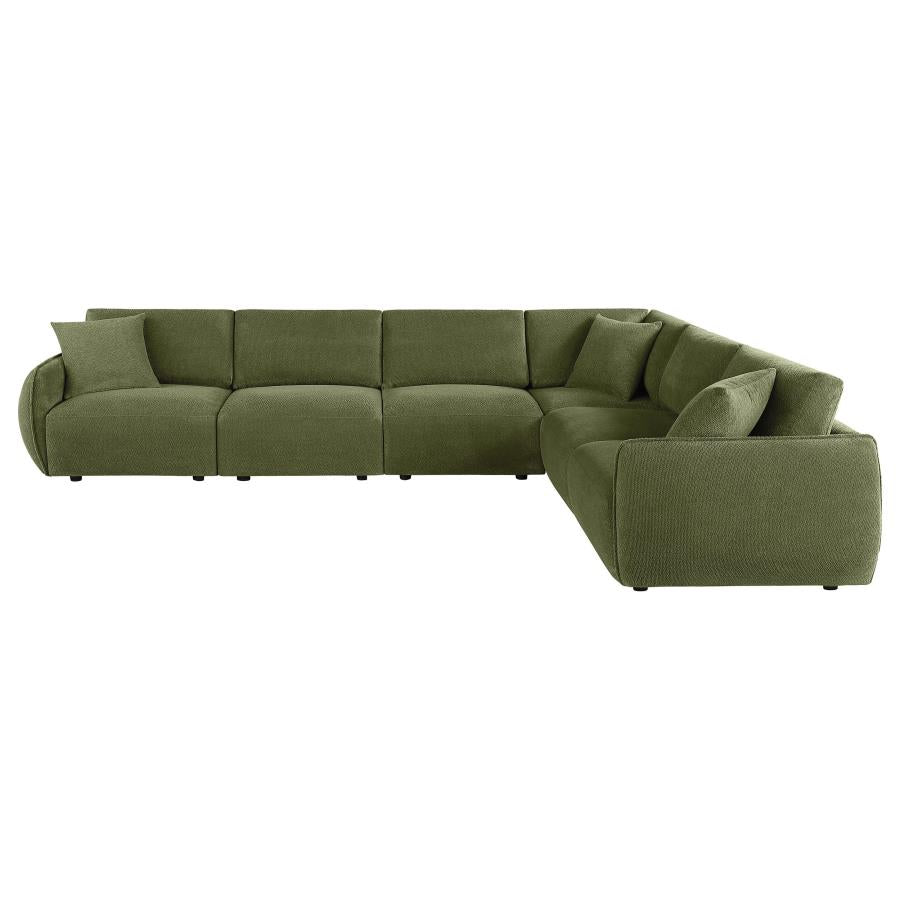 Elysia 6-piece Fabric Upholstered Modular Sectional Sofa Green