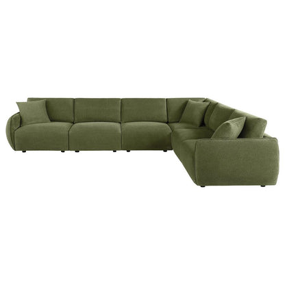 Elysia 6-piece Fabric Upholstered Modular Sectional Sofa Green