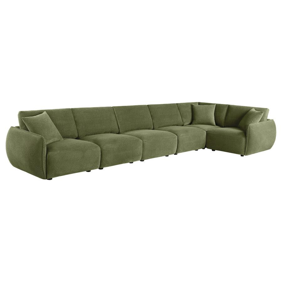 Elysia 6-piece Fabric Upholstered Modular Sectional Sofa Green