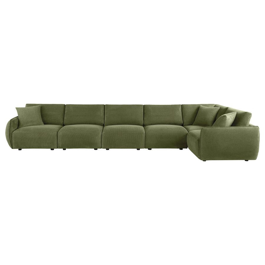 Elysia 6-piece Fabric Upholstered Modular Sectional Sofa Green