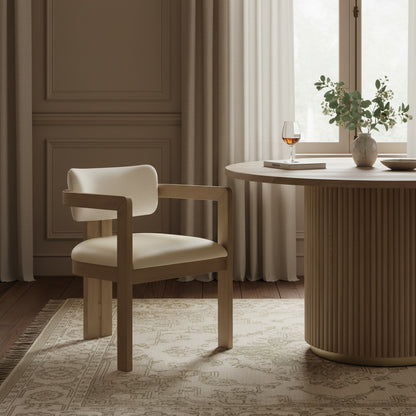 Ravina Vegan Leather and Linen Textured Fabric Upholstered Dining Chair