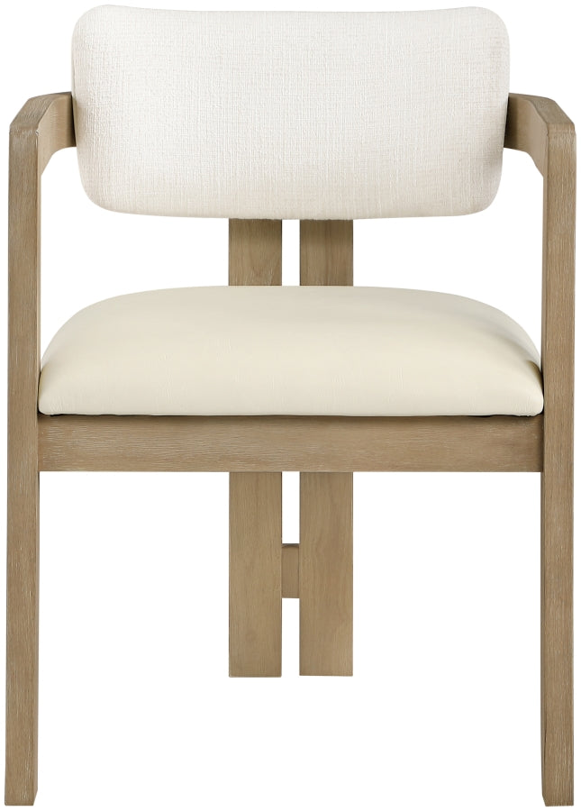 Ravina Vegan Leather and Linen Textured Fabric Upholstered Dining Chair