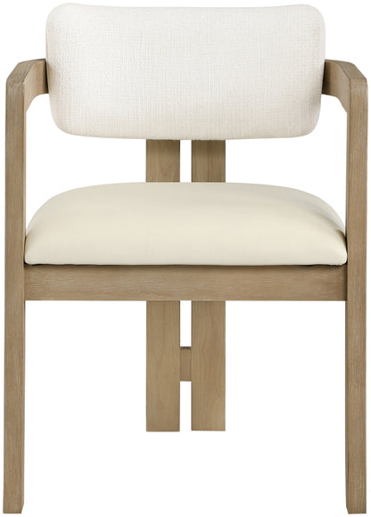 Ravina Vegan Leather and Linen Textured Fabric Upholstered Dining Chair