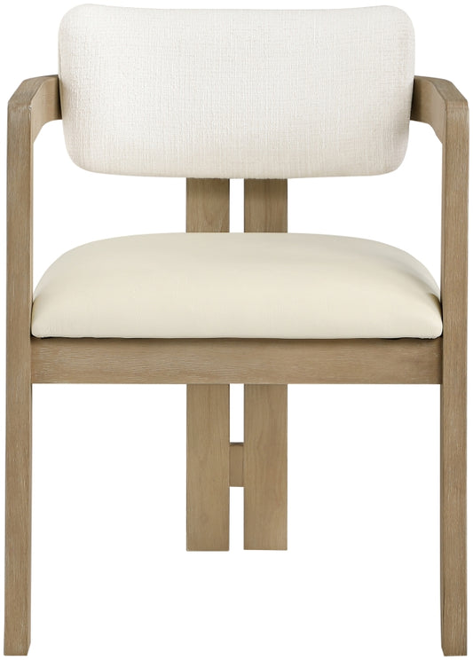 Ravina Vegan Leather and Linen Textured Fabric Upholstered Dining Chair