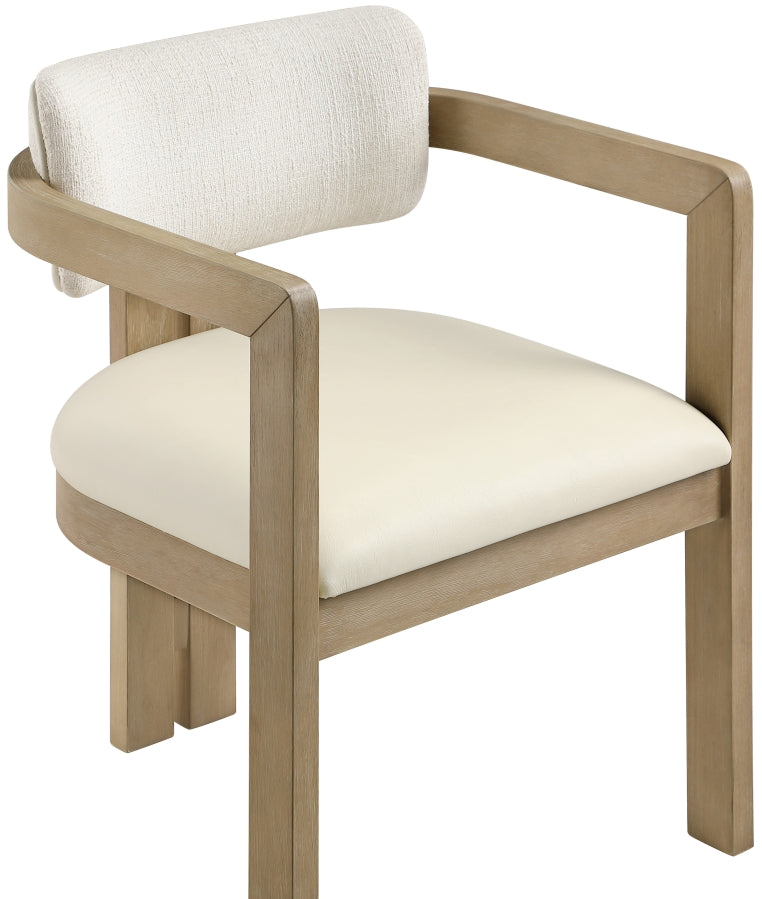 Ravina Vegan Leather and Linen Textured Fabric Upholstered Dining Chair