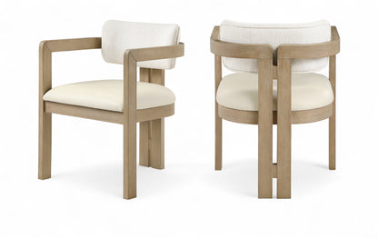 Ravina Vegan Leather and Linen Textured Fabric Upholstered Dining Chair