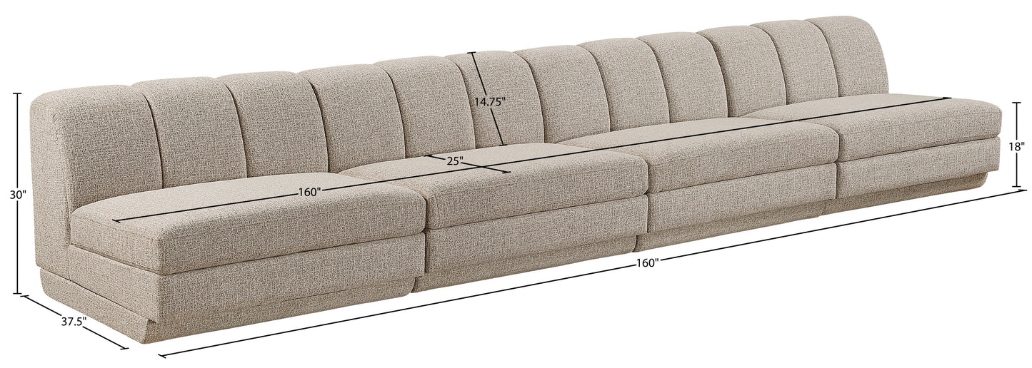 Modari 160" Fabric Upholstered 4pc. Armless Modular Sofa