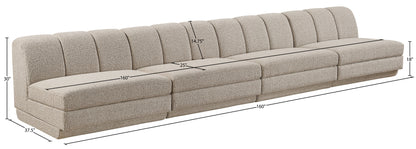 Modari 160" Fabric Upholstered 4pc. Armless Modular Sofa
