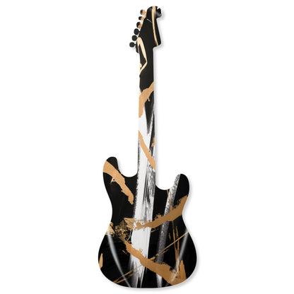Abstract Black Gold Guitar Diecut