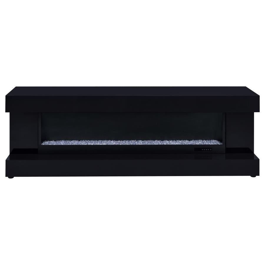MALLORY TV STAND FIREPLACE CONSOLE BLUETOOTH SPEAKER WHITE HIGH GLOSS