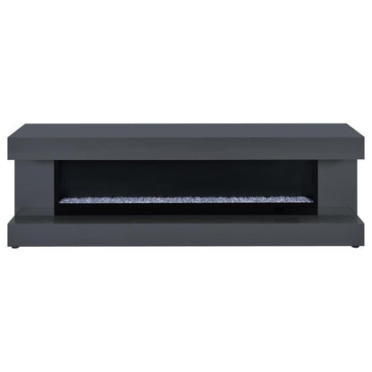 MALLORY TV STAND FIREPLACE CONSOLE BLUETOOTH SPEAKER WHITE HIGH GLOSS