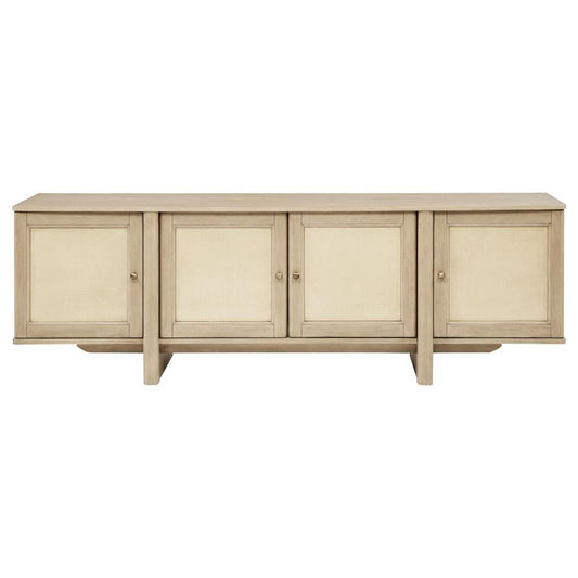 KAILANI 79-INCH 4-DOOR CANE TV STAND MEDIA CONSOLE BEIGE OAK